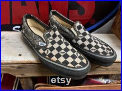 80s Vintage Vans logo check shoes slip on made in USA