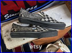 80s Vintage Vans logo check shoes slip on made in USA