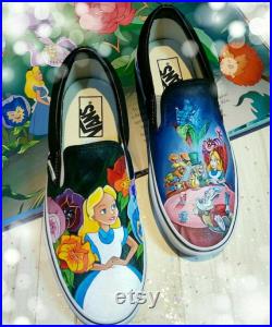 Alice in wonderland,Disney shoes,custom vans shoes,Disney wedding shoes,hand painted shoes,hand painted Disney shoes,Disney park style