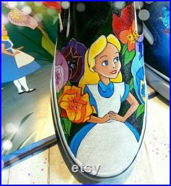 Alice in wonderland,Disney shoes,custom vans shoes,Disney wedding shoes,hand painted shoes,hand painted Disney shoes,Disney park style
