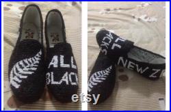All black beads shoes sewing handmade