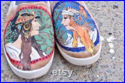 Art Nouveau Alphonse Mucha Custom Hand-Painted Shoes
