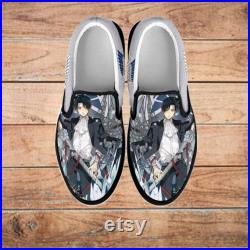 Attack on Titan Shoes, Attack on Titan Slip on Shoes, AoT Fan Custom Shoes, Levi Ackerman Shoes, Personalized Shoes, AOT Shoes, Eren Jaeger