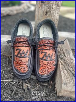 Authentic tool leather Hey Dude shoes custom