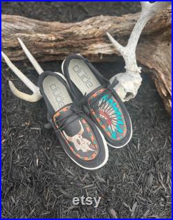 Authentic tool leather Hey Dude shoes custom