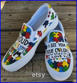 Autism Awareness Autism Mom Puzzle Piece Proud Autism Mom Be Kind Shoes Vans Customs