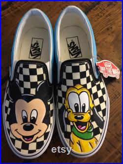 Baby Mickey and Pluto Adult Vans Slip Ons