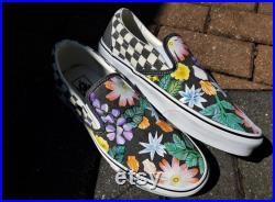 Beachy Floral Vans Slip On's (Classic or Checkered)