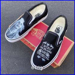 Beetlejuice Vans Shoes Custom Slip On Vans