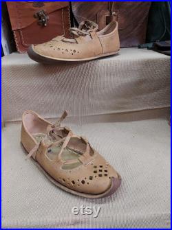 Beige Barefoot Slip on Shoes Turkish Yemeni Organic Hand Made Genuine Leather Shoes