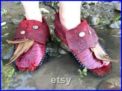 Bison Raw Cut Inca Moccasin Grounding EARTHING WOMENS MENS Nature Leather Festivals Renaissance Woodland
