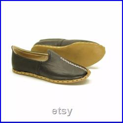 Black,medieval shoes,Mediterranean,Turkish,Yemeni,Organic,Hand Made,Genuine Leather Shoes.Flat shoes.slips on
