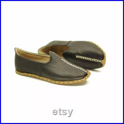 Black,medieval shoes,Mediterranean,Turkish,Yemeni,Organic,Hand Made,Genuine Leather Shoes.Flat shoes.slips on