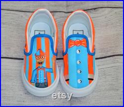 Blippi Vans, Blippi Painted Vans, Custom Kids Shoes, Custom Painted Vans, Blippi Shoes, Kids Blippi Shoes, Kids Vans, Hand Painted Vans