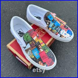 Book Lovers Teacher Librarian Custom Black Slip On Vans