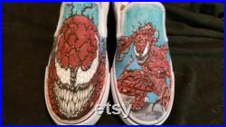 CARNAGE from Spiderman and Venom movie hand drawn shoes, Custom Shoes, one of a kind