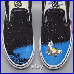 Calvin and Hobbes Summer Stargazing Custom Vans
