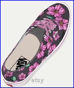 Cherry Blossom custom printed Vans lace up designed by Jules