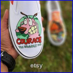 Courage The Cowardly Custom Cartoon Portrait Shoes for Cartoon Lovers Chunky Sneakers for Women and Men Custom Vans Slip on Shoes