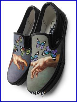 Creation of Adam x Monarch Butterfly Slip-on Custom Vans Brand Shoes