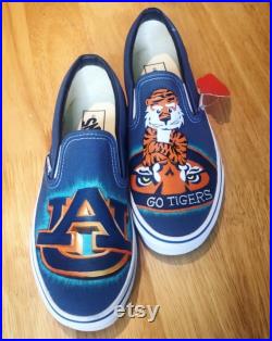 Custom Auburn University Vans, Auburn Shoes, War Eagle Shoes, Auburn Shoes, Handpainted Vans, Football Shoes