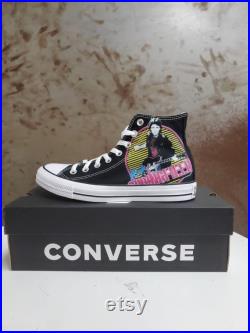 Custom Black Converse Chuck Taylor All Star High Tops Personalize With Any Image Pets, Kids, Bands, Shows.