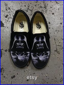 Custom Darth Vader Inspired Black Monochrome Slip On Vans