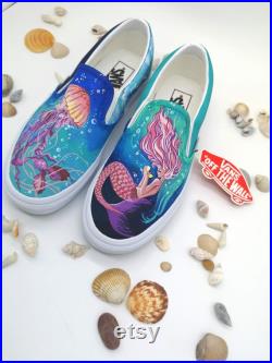 Custom HAND-PAINTED VANS, Mermaid and Jellyfish, Hand Painted shoes