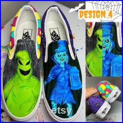 Custom Halloween Shoes Hand Painted Vans Slip On Sneakers