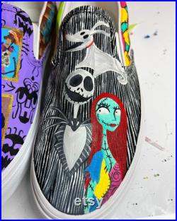 Custom Halloween Shoes The Nightmare Before Christmas Painted Vans Slip On