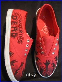 Custom Hand Drawn Shoes The Walking Dead horror comic design