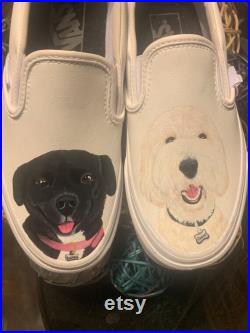 Custom Hand Painted Dog Cat Pet Portait Shoes Gift for Animal Lovers