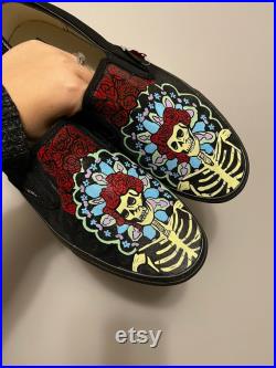 Custom Hand Painted Grateful Dead Shoe Made To order Custom Vans Sneakers Skull Shoes Grateful Dead
