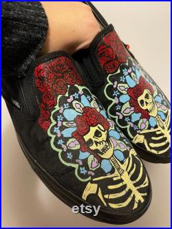 Custom Hand Painted Grateful Dead Shoe Made To order Custom Vans Sneakers Skull Shoes Grateful Dead
