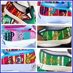 Custom Hand Painted Harry Potter Vans (Disney, Pixar, DC, Marvel, Anime, Cartoons, Star Wars, Video Games, Harry Potter, Etc)