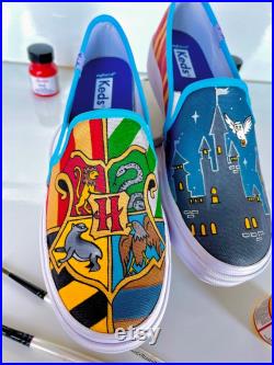 Custom Hand Painted Harry Potter Vans (Disney, Pixar, DC, Marvel, Anime, Cartoons, Star Wars, Video Games, Harry Potter, Etc)