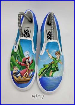 Custom Hand Painted Peter Pan and Captain Hook Shoes