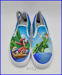 Custom Hand Painted Peter Pan and Captain Hook Shoes