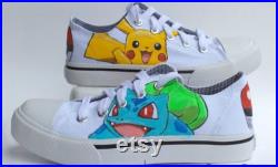 Custom Hand Painted Pokemon Pikachu, Squirtle, Bulbasaur, and Charmander Shoes