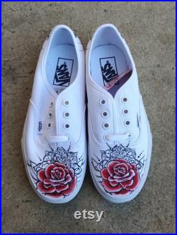 Custom Hand Painted Rose Mandala Shoes