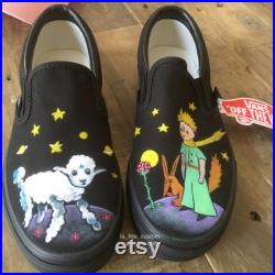 Custom Hand Painted Shoes Story Book Character with a Background and Texts (The Little Prince, Vans, Special Gift)