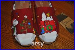 Custom Hand Painted Snoopy Christmas Tom's size 9.5 sorry sold