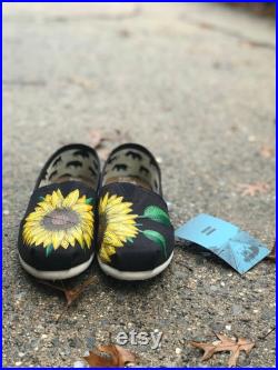 Custom Hand Painted Sunflower Toms in Black
