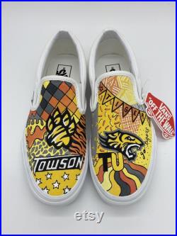 Custom Hand Painted Towson University Slip On Vans
