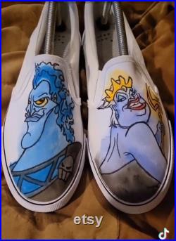 Custom Hand Painted Watercolor inspired Villain shoes. Choose your two favorite Villains
