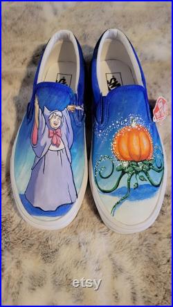 Custom Hand Painted fairy godmother Cinderella shoes