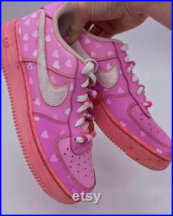 Custom Hand-dyed and painted Valentine s day Heart Nike Air Force 1 s