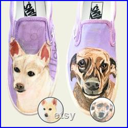 Custom Kids Painted Vans Canvas Slip On Shoes Personalized Pet Portrait Vans