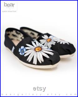 Custom Painted Flower TOMS Shoes Hand Painted Daisies