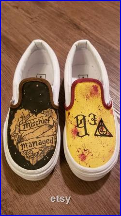 Custom Painted Harry Potter inspired shoes Hogwarts inspired shoes Harry Potter shoes